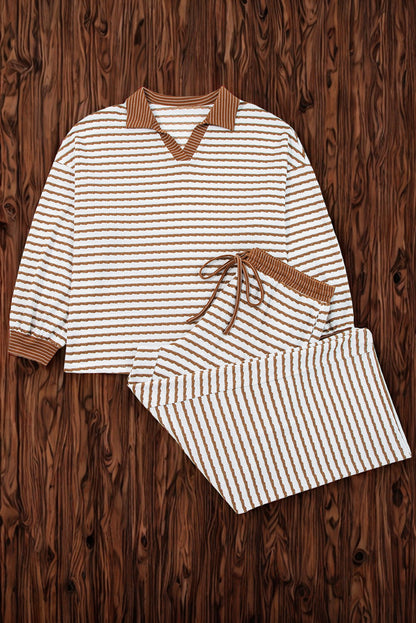 Cozy Striped Two-Piece Lounge Set