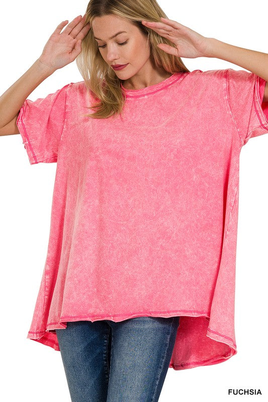 Crinkle Washed Cotton Drop Shoulder Oversized Top