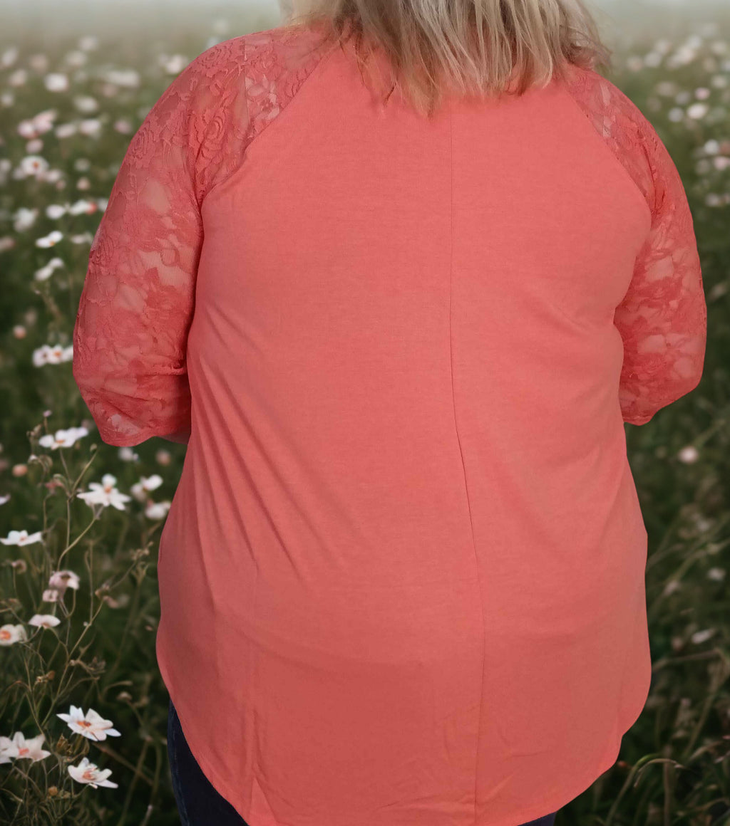 Laced Half Sleeve Round Neck and round hem top