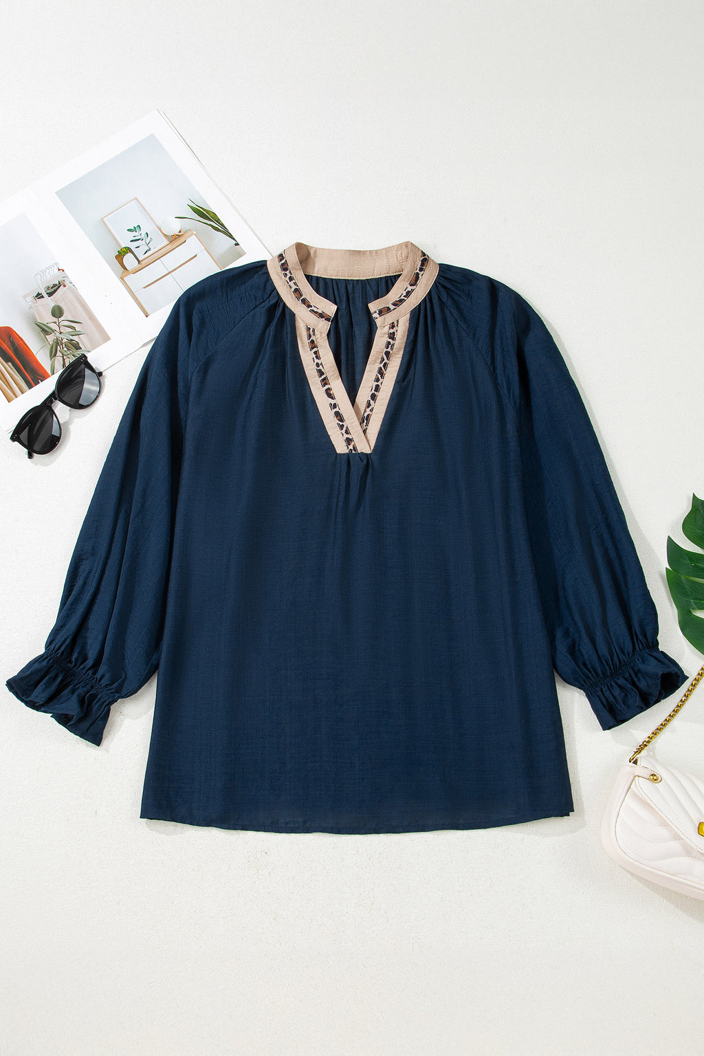 Navy Blue Leopard Collar (Plus Size)