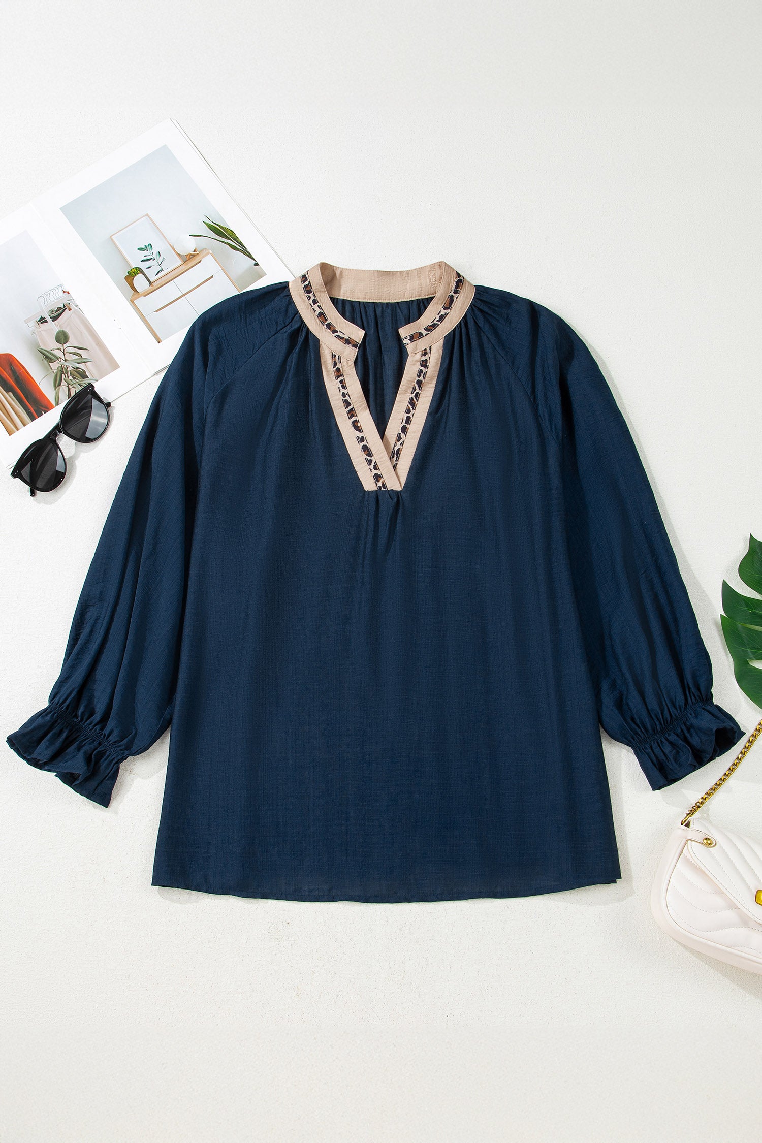 Navy Blue Leopard Collar (Plus Size)