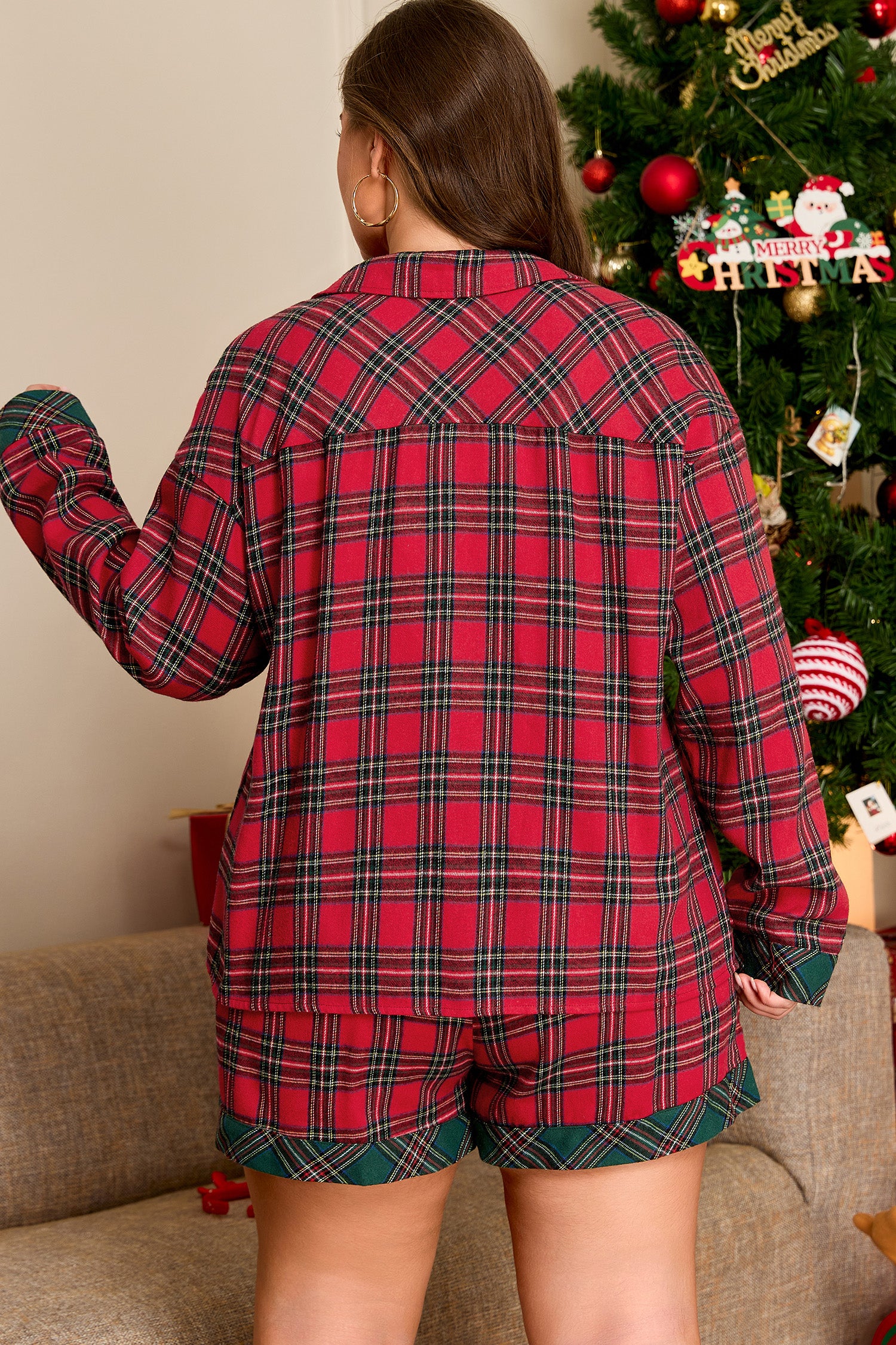 Red Plus Size 2pcs Pajama Set