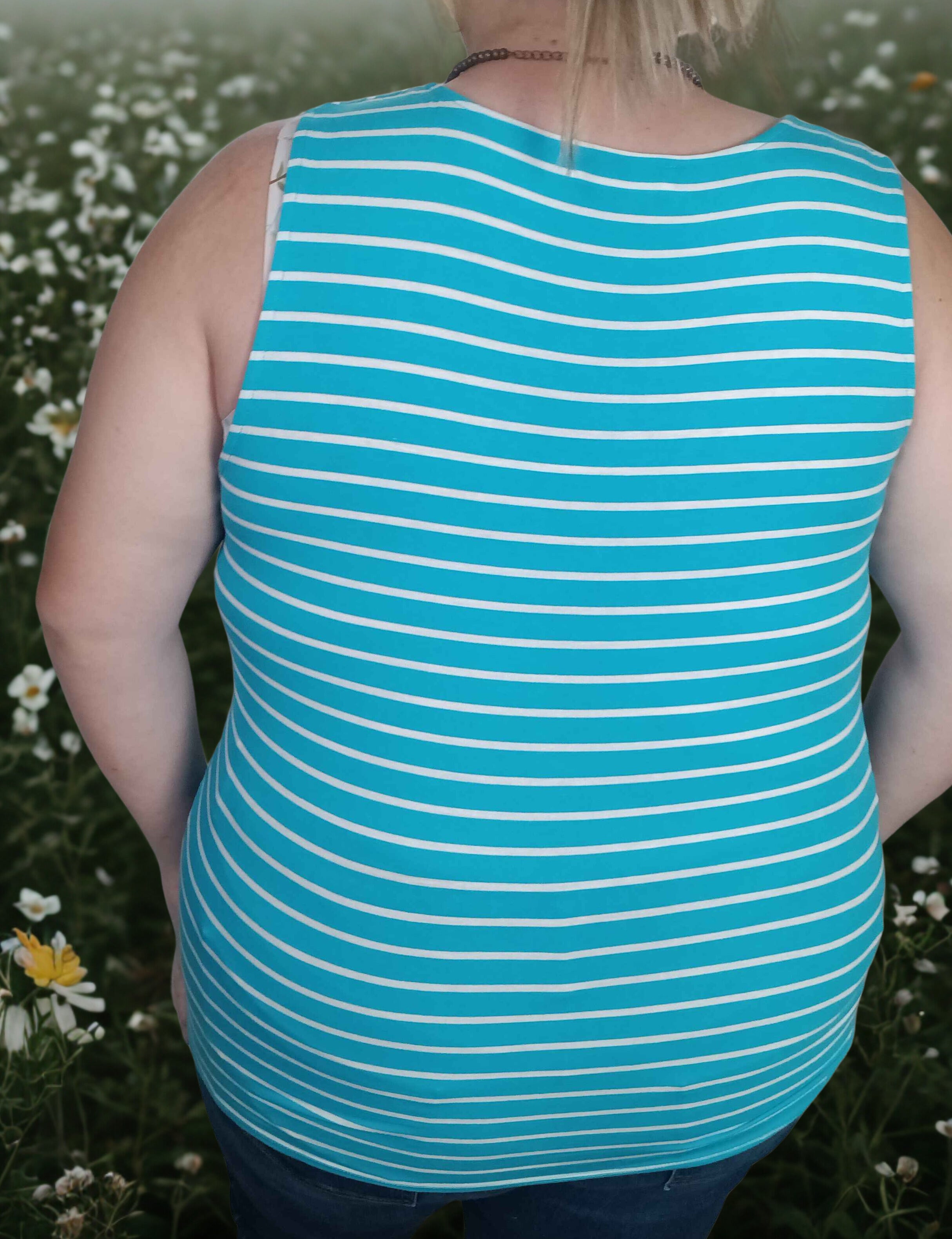Striped Knot-front sleeveless top