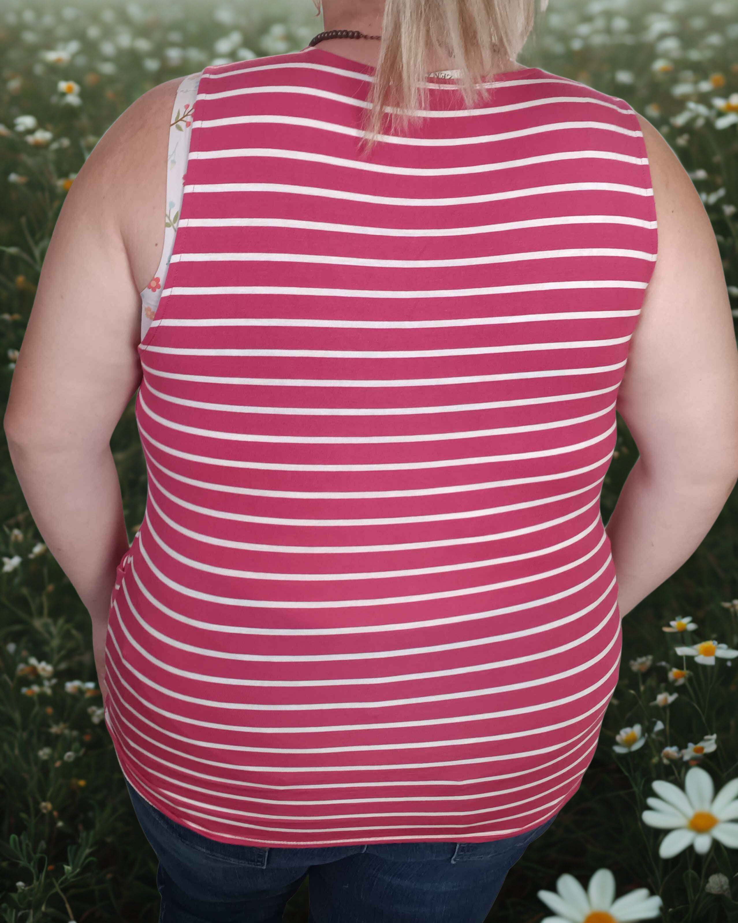 Striped Knot-front sleeveless top