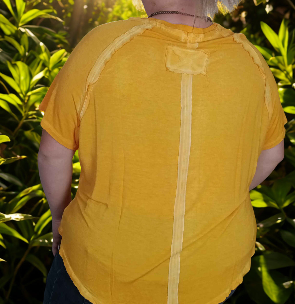 Washed Short Sleeve Boat-neck top